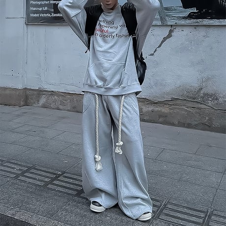 rope belt wide sweat pants　VM1064