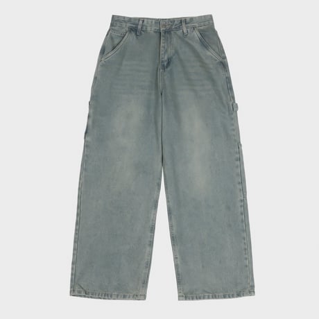 carpenter washing wide denim pants /4color　VG1108