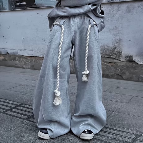 rope belt wide sweat pants　VM1064