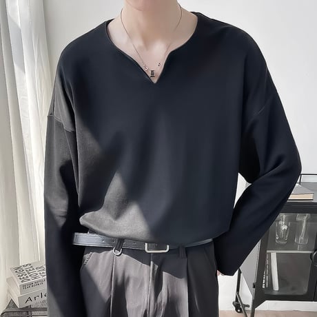 minimal oversized v-neck cutsew /2color　VG1338