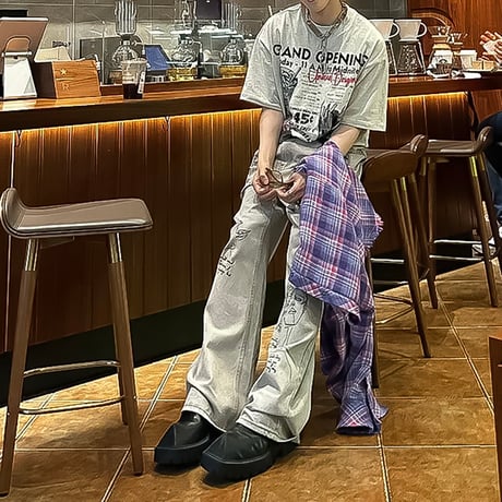 vintage burger oversized graphic tee /2color　VG1337