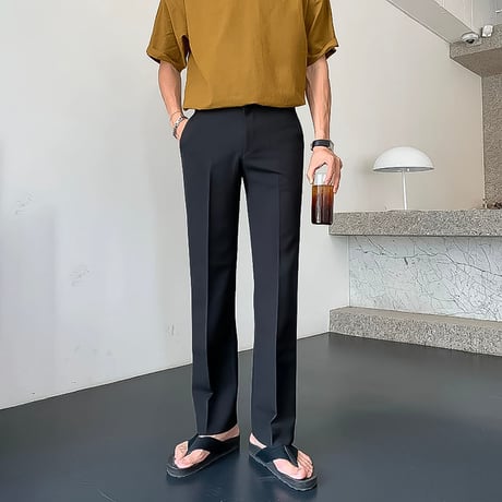 minimal straight center press slacks /2color　VG1316