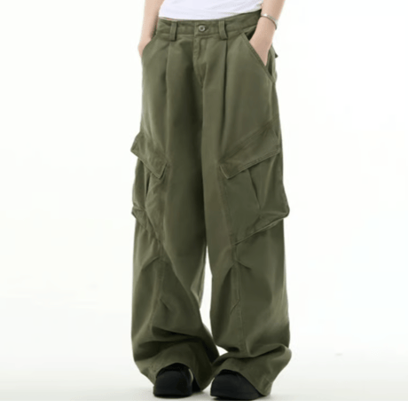 vintage wash wide military cargo pants /5color　VG1172