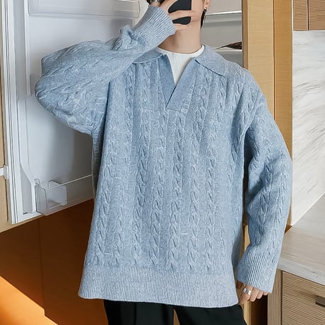 oversized polo knit /2color　VG1325