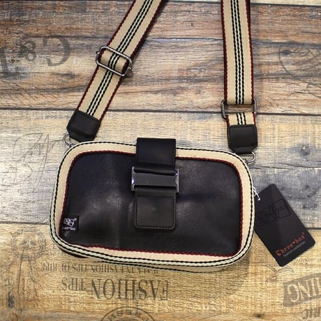 retro stripe strap mini cross bag /3color　VG1214
