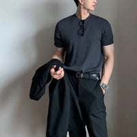 minimal rib knit half tee /4color　VG1289