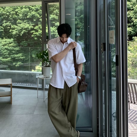 linen like wide straight slacks VG1286