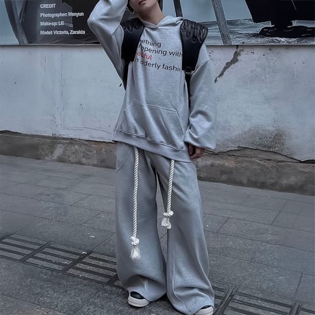 rope belt wide sweat pants　VM1064