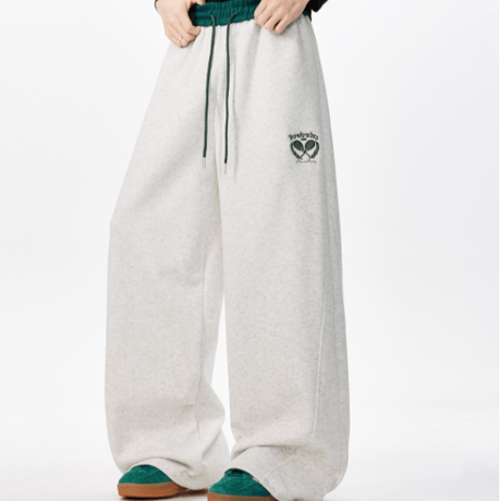 logo embroidery wide sweat pants　VG1189