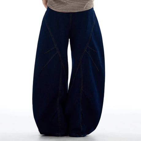 side button curved wide denim　VG1082