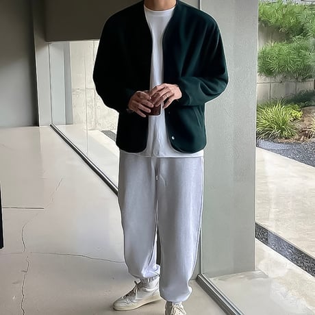 minimal fleece snap cardigan /2color　VG1306