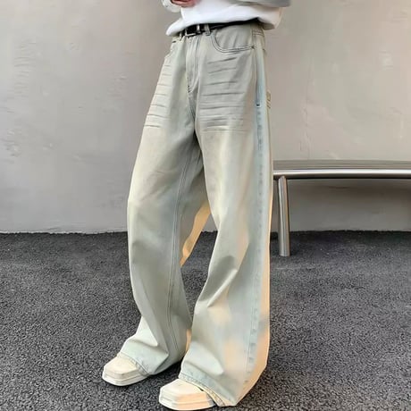 vintage wash wide straight denim　VG1077