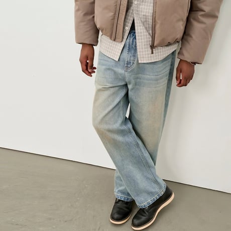 vintage dirty wash straight denim　VG1159