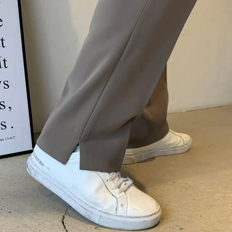hem slit straight slacks /2color　VG1256