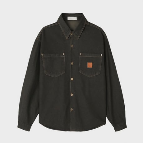 vintage wash patch work shirt /3color　VG1105