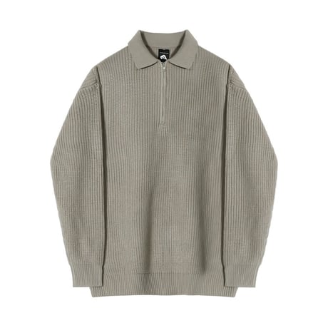 minimal half zip polo knit /2color　VG1018