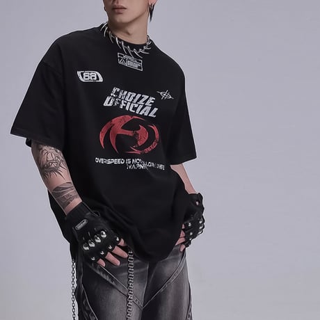 wide piping star  T-shirt　VM1030