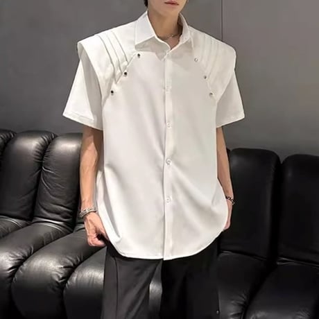 pleated detail short sleeve shirt /2color　VM1160