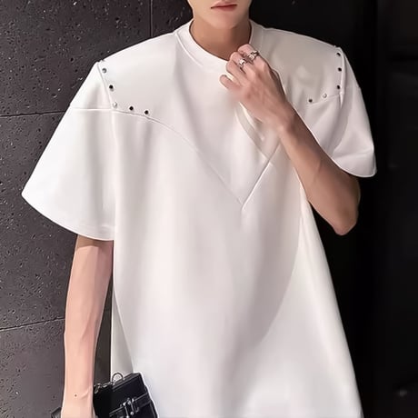 studs accented oversized t-shirt /2color　VM1162