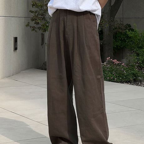 linen like wide straight slacks VG1286