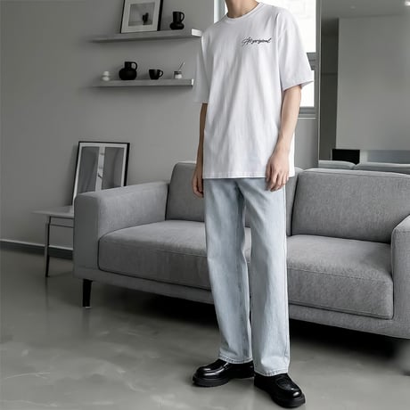 script graphic oversized tee /2color　VM1114