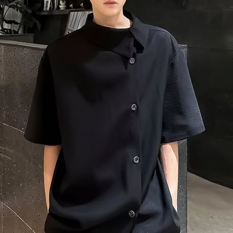 asymmetric collar drape shirt /2color　VM1157