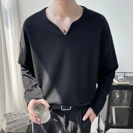 minimal oversized v-neck cutsew /2color　VG1338