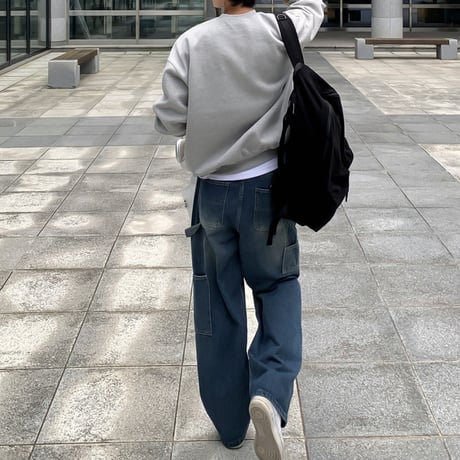 carpenter washing wide denim pants /4color　VG1108
