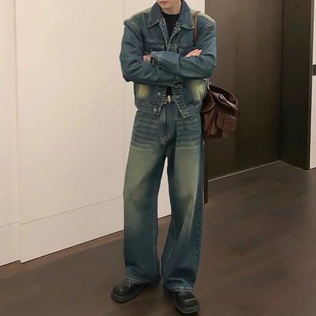 aged wash wide denim　VG1078