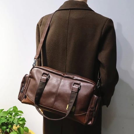 minimal pu leather 2way boston bag /3color　VG1212