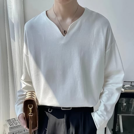 minimal oversized v-neck cutsew /2color　VG1338