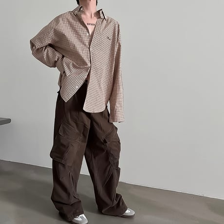 minimalist zip-up shirt /2color　VM1019