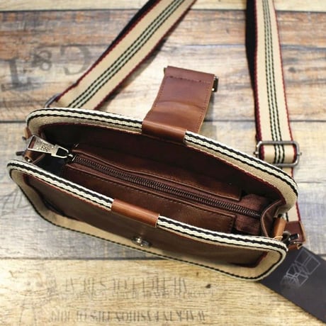 retro stripe strap mini cross bag /3color　VG1214
