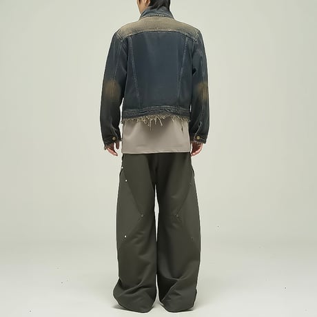 damaged loose zip-up denim jacket　VM1045