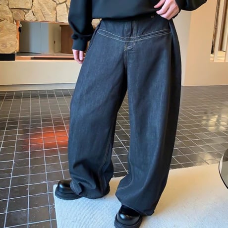 yoke tuck wide denim pants　VG1157
