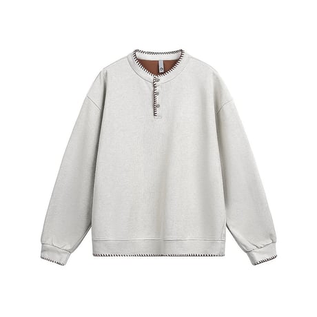 overfitted stitch henley neck tee /3color　VG1297