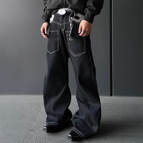 boa panel stitch wide denim　VM1061