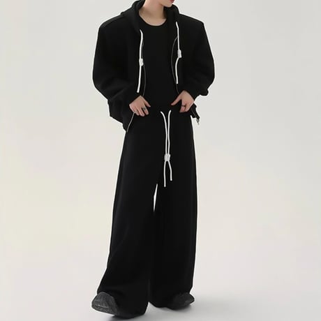 rope string wide sweat pants /2color　VG1067