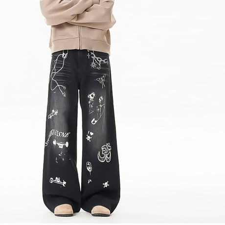 graffiti art baggy denim /2color　VM1020