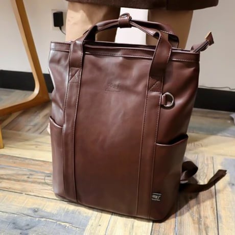 minimal square leather backpack /4color　VG1197