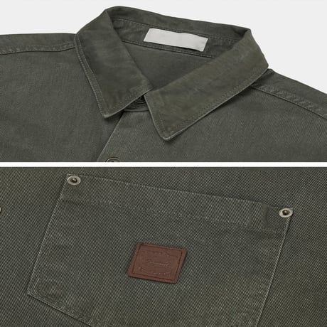 vintage patch overfit work shirt /6color　VG1106
