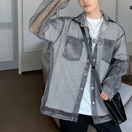 inen mesh oversized shirt /2color　VG1314