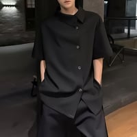 asymmetric collar drape shirt /2color　VM1157