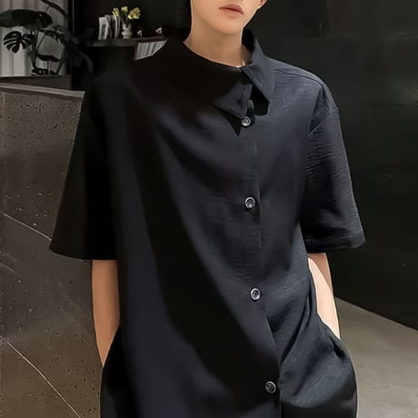 asymmetric collar drape shirt /2color　VM1157