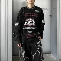 graphic washed long sleeve tee /2color　VM1024