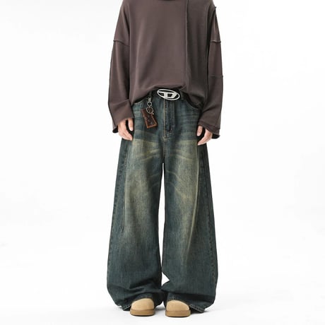 vintage wash super wide denim　VM1048