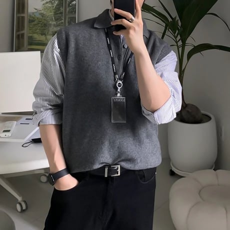 collared knit vest /2color　VG1194