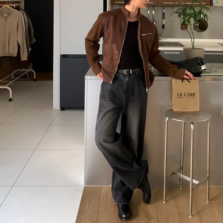 suede & knit combination blouson /2color　VG1124