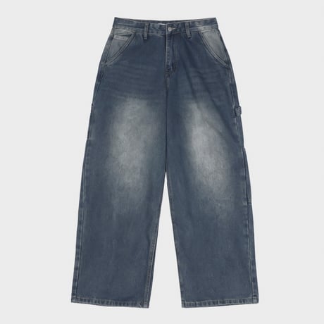 carpenter washing wide denim pants /4color　VG1108