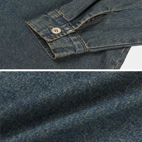 vintage wash patch work shirt /3color　VG1105
